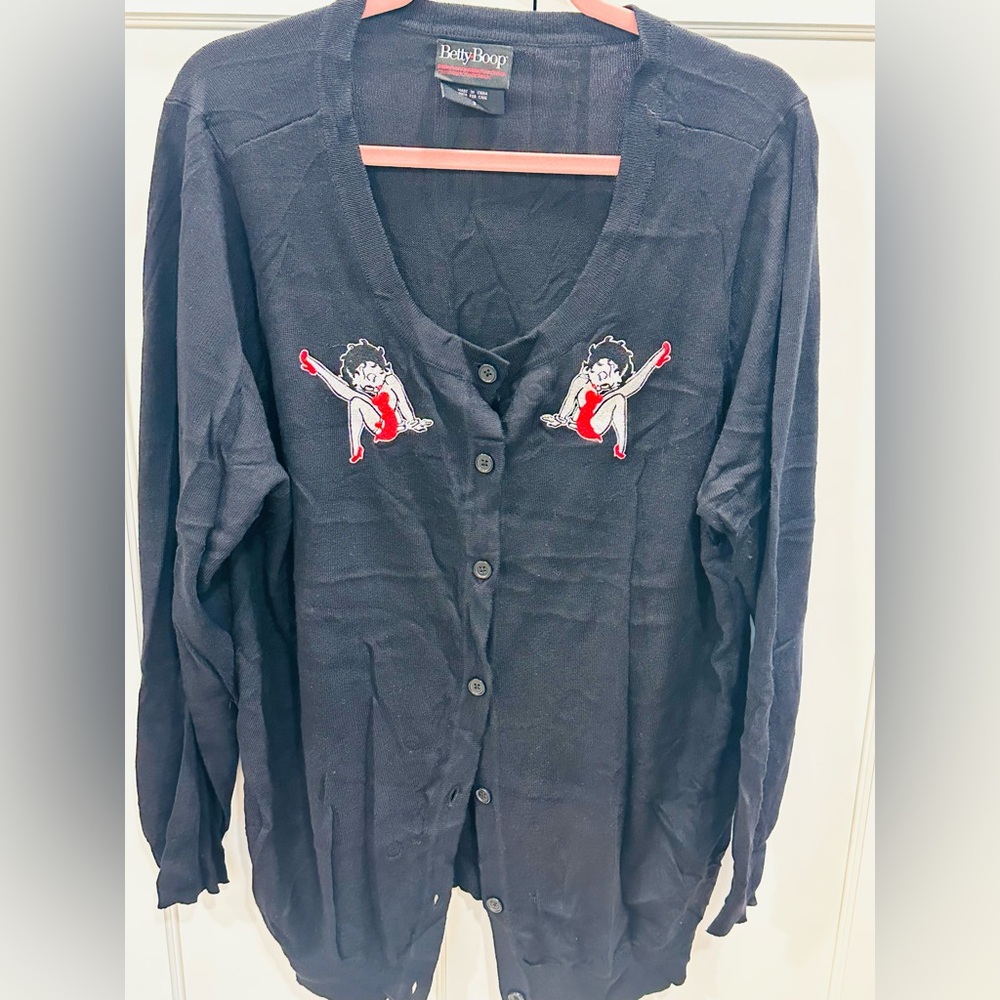 Black Cardigan with Betty Boop Design